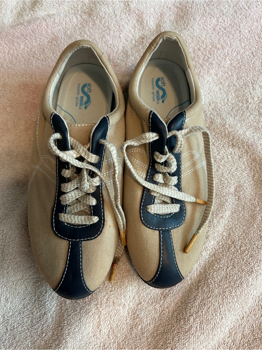 Soft Walk Health Glide Beige and Navy Women's Rocker Shoes
